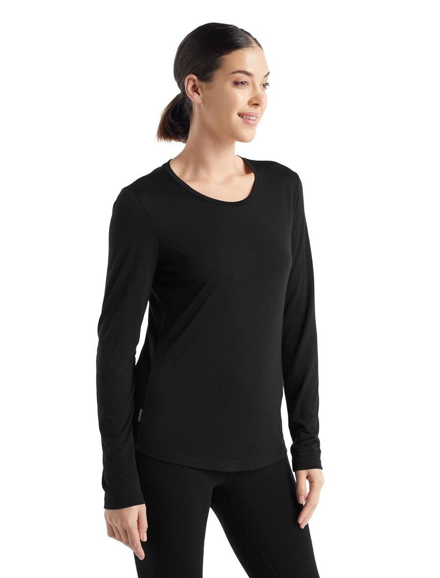 Icebreaker Merino Sphere II T-Shirt Női Long Sleeve Fekete | HU 1644PJJQ